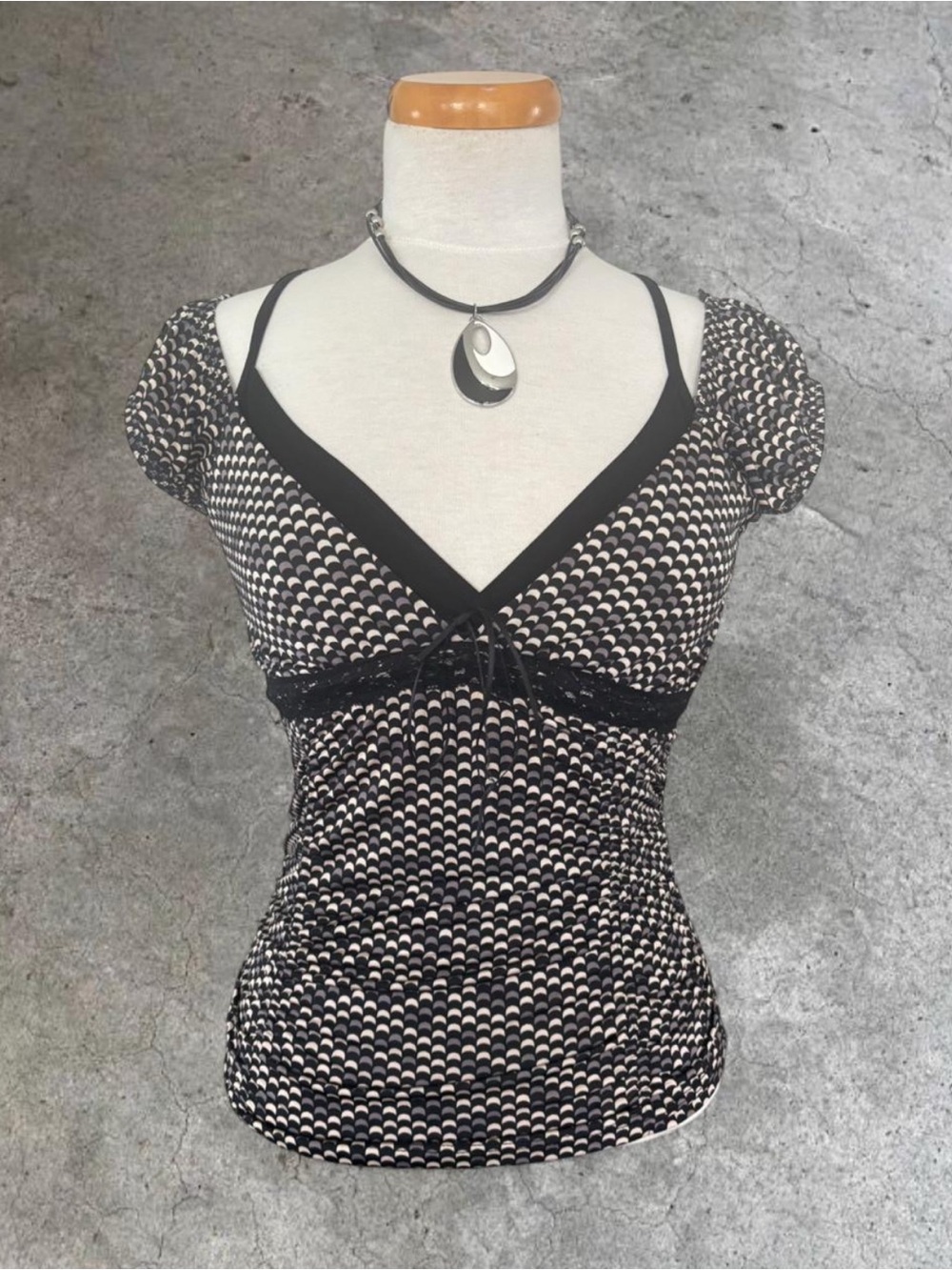 Black & Cream V-Neck Babydoll Camisole